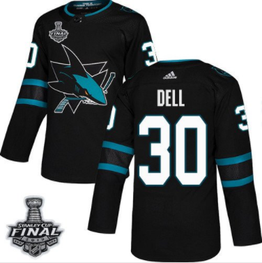 Sharks #30 Aaron Dell Schwarz 2019 Stanley Cup Final Stitched